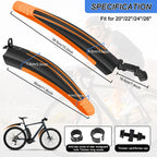 Bike Mudguard Set, Portable Adjustable Road Mountain Bike Bicycle Cycling Tires Front and Rear Mud Guard Fenders for MTB Mountain Road Bike