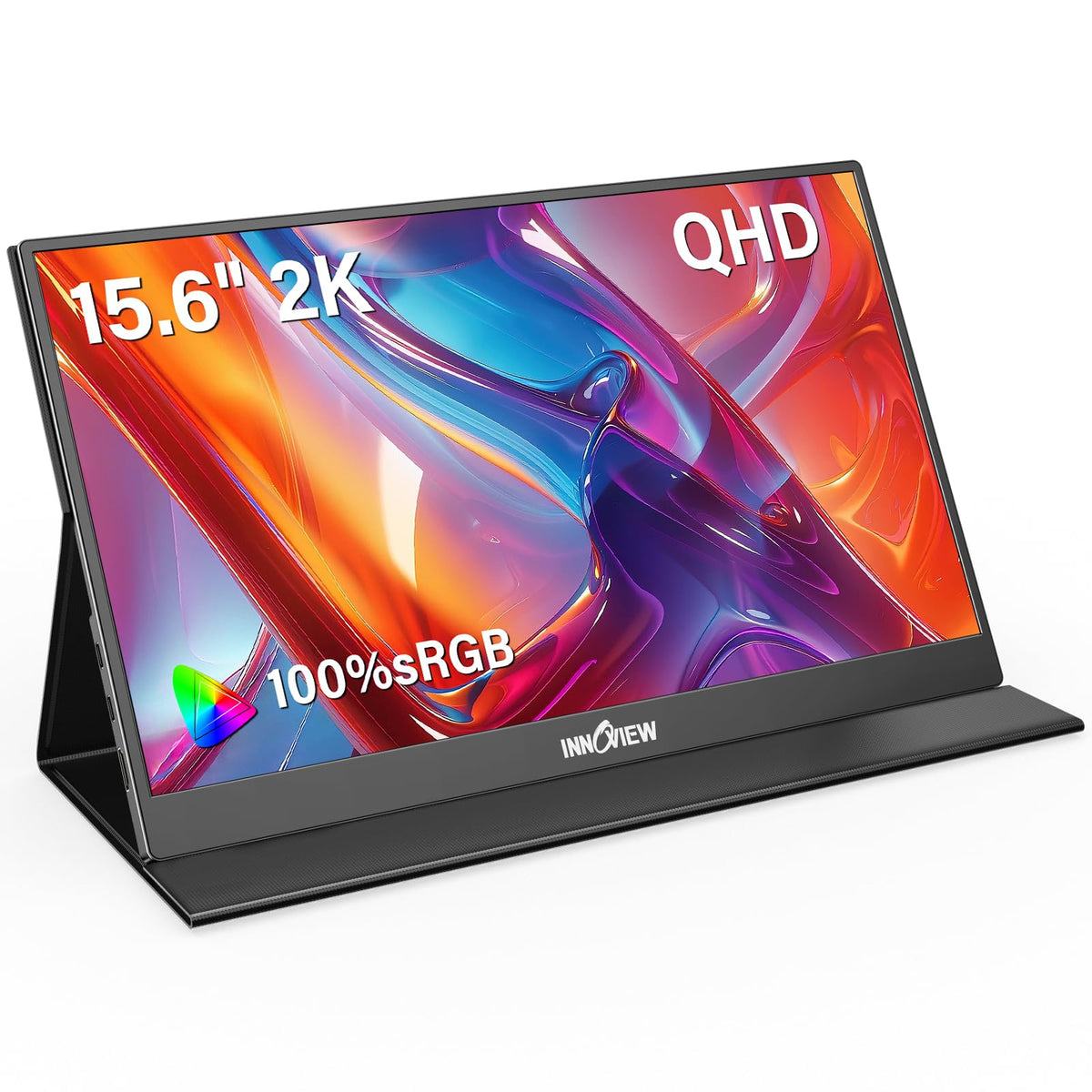 InnoView Portable Monitor, 15.6 Inch FHD 1080P HDMI USB C Second External Monitor for Laptop, Desktop, MacBook, Phones, Tablet, PS5/4, Xbox, Switch, Built-in Speaker with Protective Case