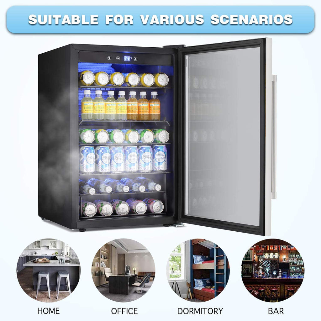 Antarctic Star 18L Mini Fridge Cooler 24Can, Beverage Refrigerator with Quiet Compressor, LED Light,Freestanding Small Fridge with Electronic Temperature Control for Home and Bar(40-61 ℉)