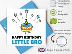 Printperfect - Brother Birthday Card - LITTLE BRO - Birthday Cards for Special Brother and Little Bro - Card for Him - Blue