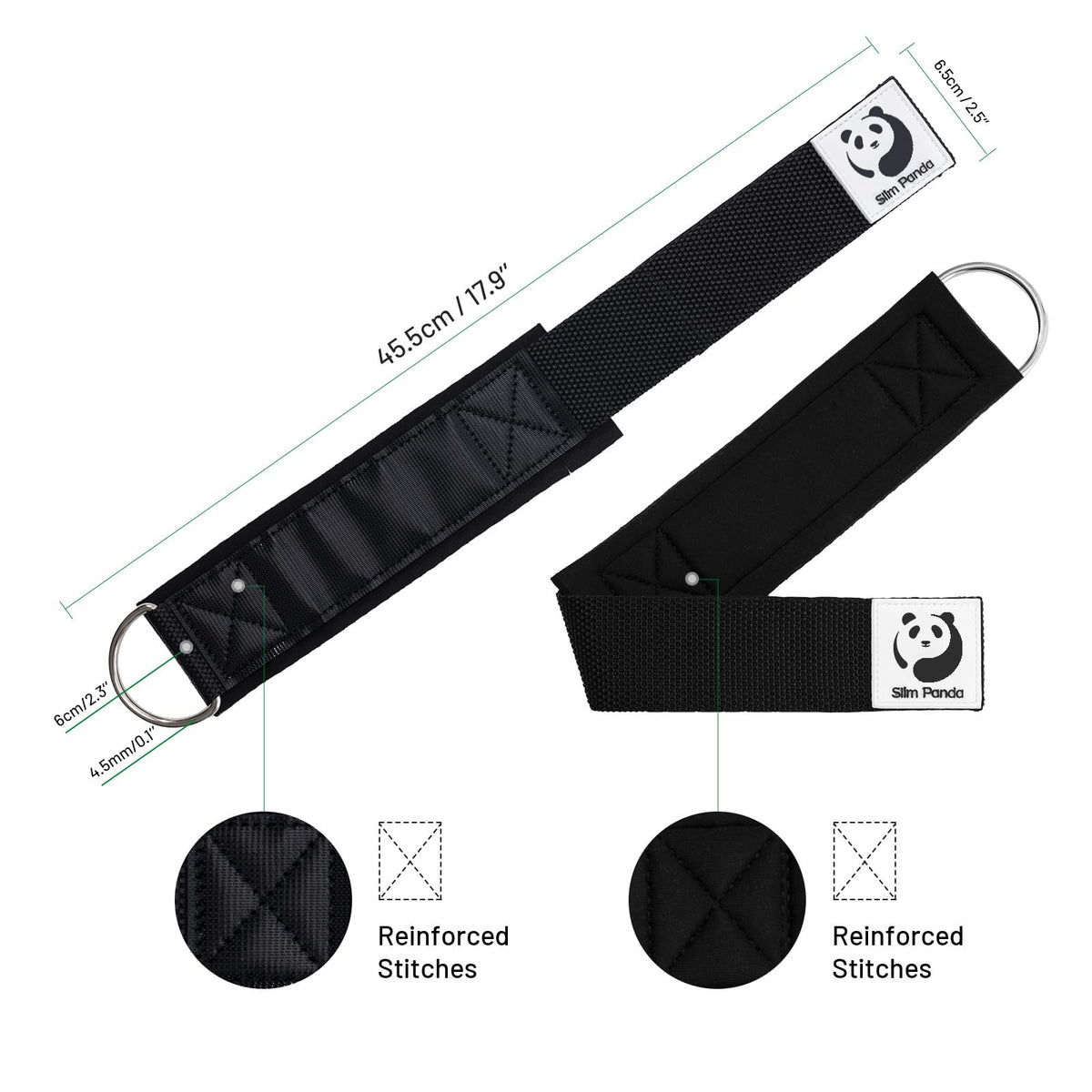 Slim Panda Ankle Straps for Cable Machines, Cable Kickback Ankle Cuffs