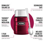 Thermos Stainless King Cranberry Red Food Flask (470ml) 9h Hot | 14h Cold