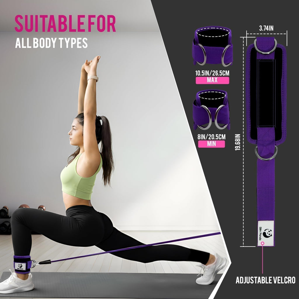 Slim Panda Ankle Straps for Cable Machines, Cable Kickback Ankle Cuffs