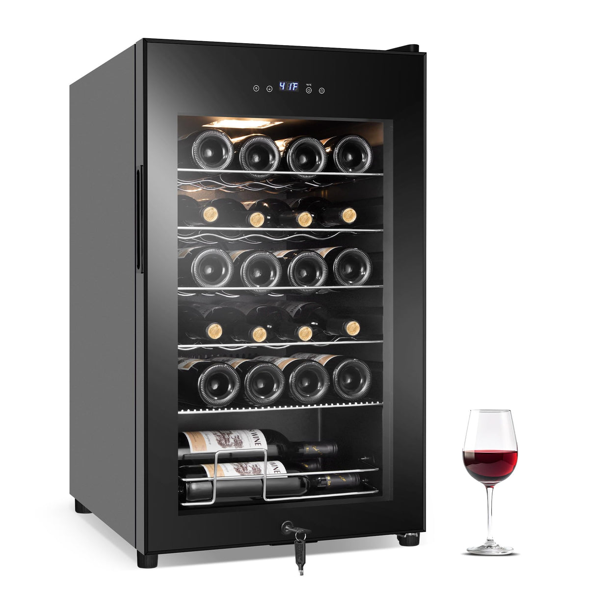 24" Dual Zone Wine and Beverage Refrigerator, Under Counter with Glass Door
