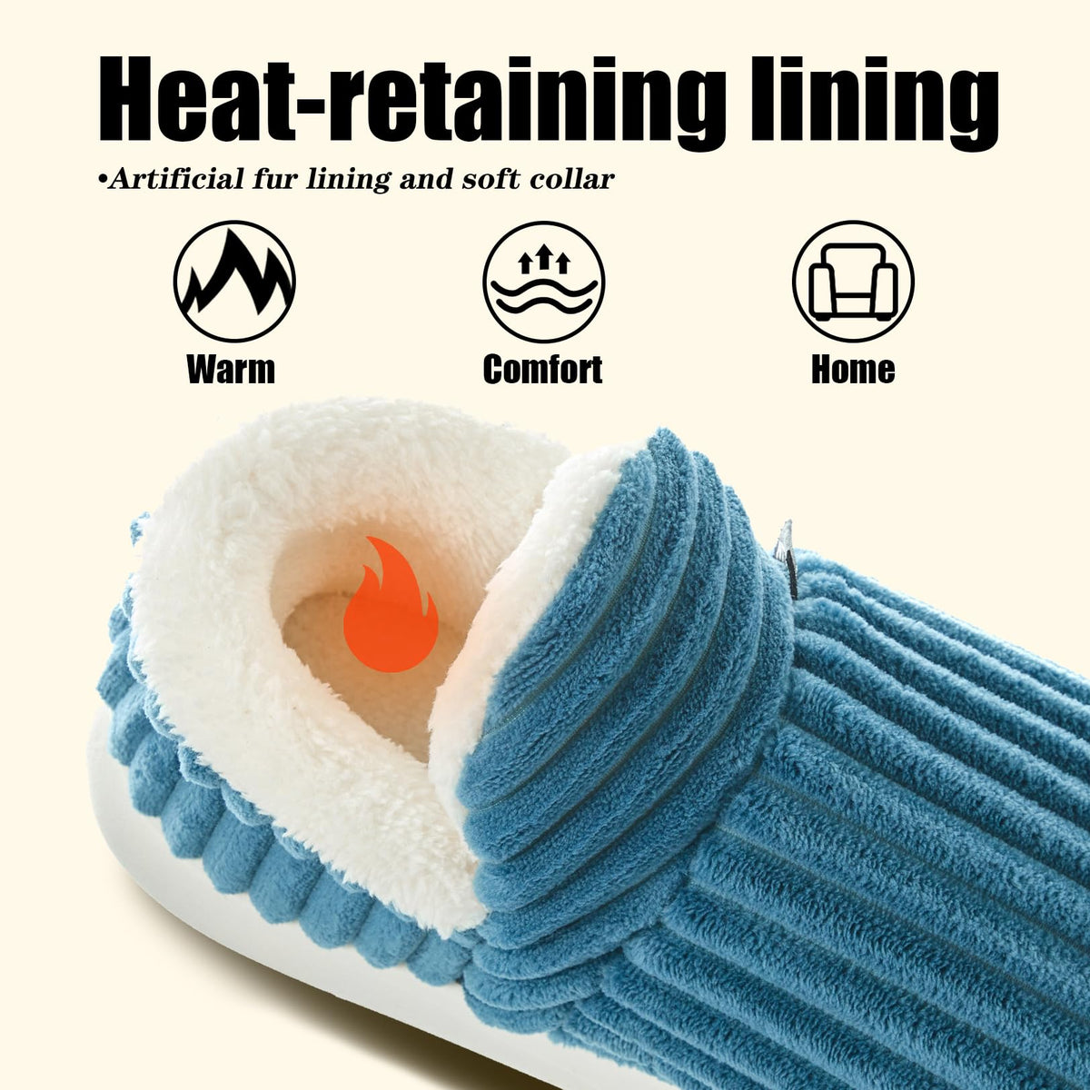 Misolin Slippers Women Clouds Bootie Corduroy Memory Foam Warm House Shoes