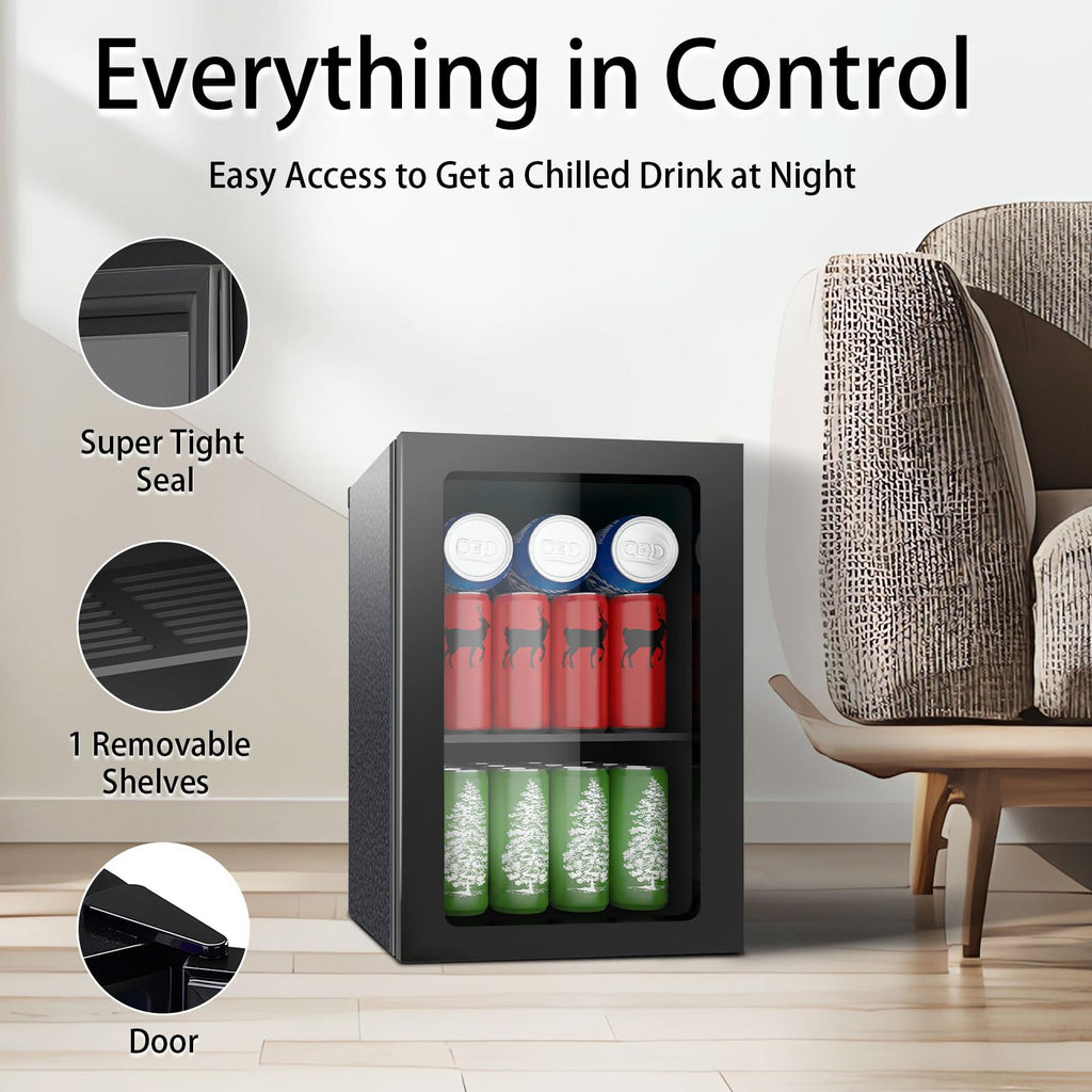 DOGHLY 0.95 Cu.Ft Mini Fridge Mirror Door for Beverages & Skincare, 24 Cans