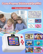 Dylanto Kids Camera Instant Print,1080P Kids Instant Cameras that Print Photos,Christmas Birthday Gifts for Girls Age 3-12,Portable Toy for 3 4 5 6 7 8 9 10 Year Old Girls Boys-Blue