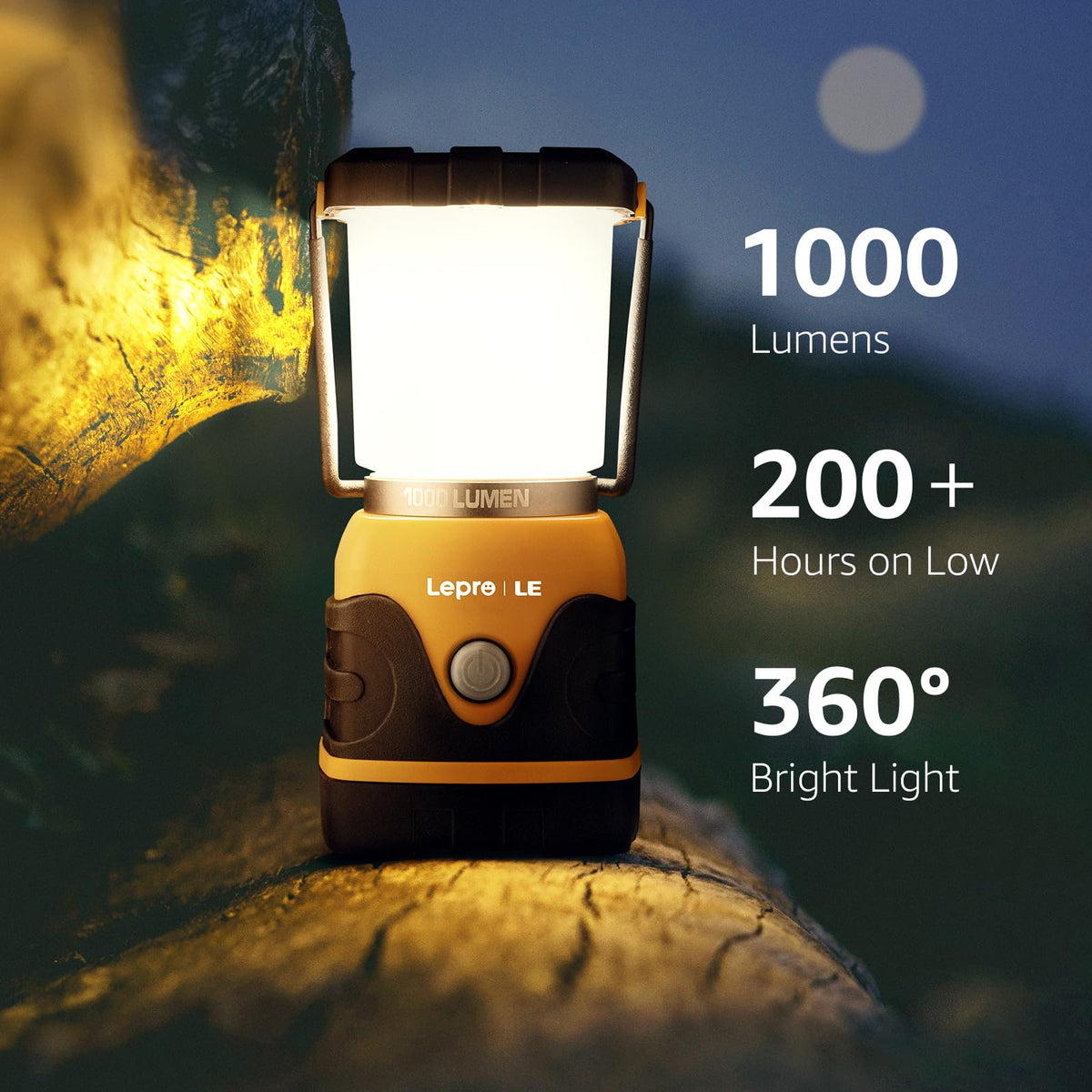 LE Camping Lantern Battery Powered, 1000lm Camping Light, Warm & Cool Lamp