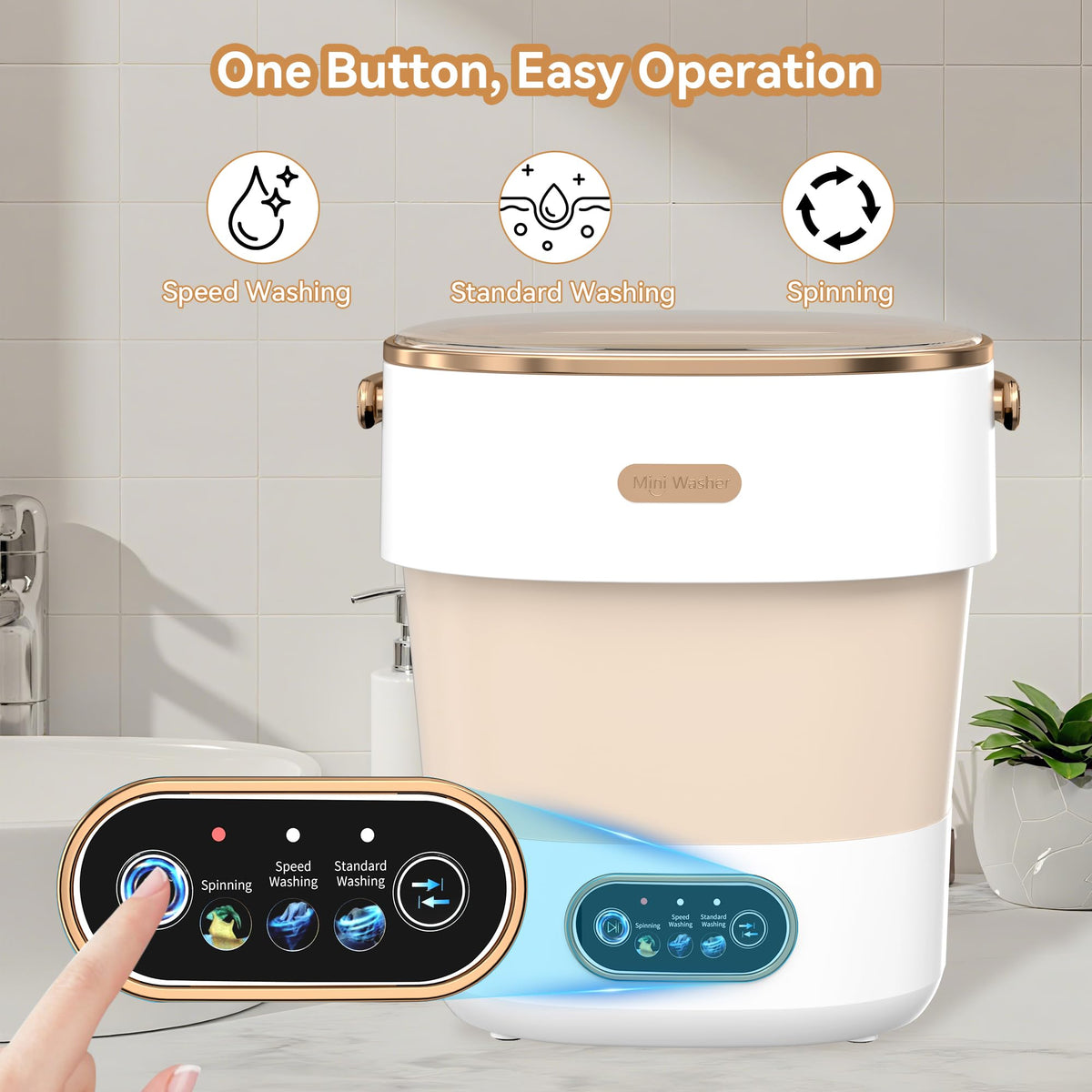 JUJOJB Portable Washing Machine, Folding 20L Mini Washer and Spin-Dryer