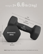 SONGMICS Hex Neoprene Dumbbells, 1/2/3/4/5KG Pair Weights for Fitness Training