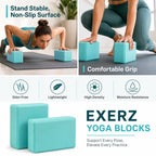 EXERZ Yoga Blocks 2pcs Gym Bricks -Comfortable Fitness Yoga Bricks, Anti-Slip, Lightweight and Travel Friendly Pilates Practice