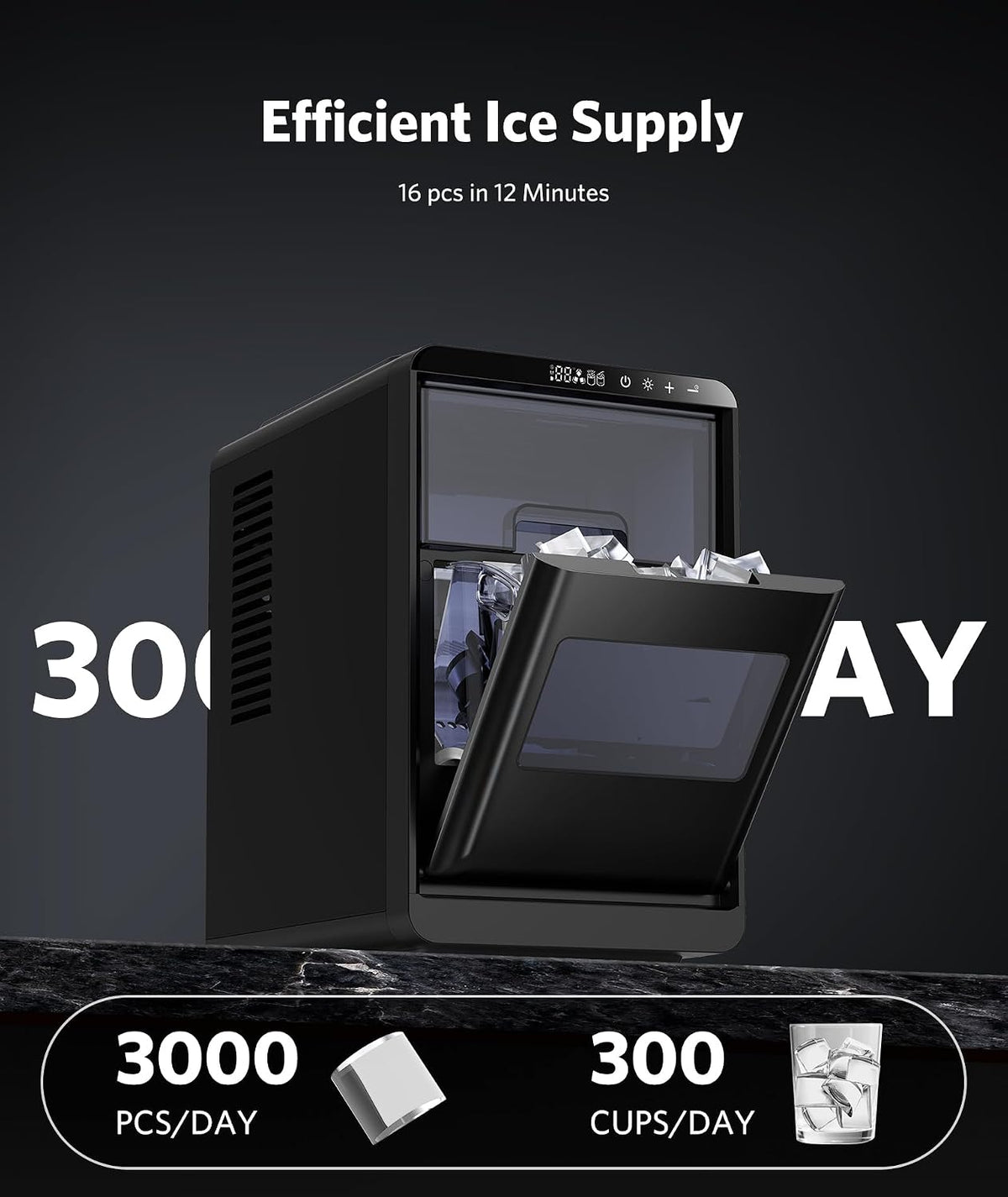 COWSAR Nugget Countertop Ice Maker, Automatic Ice Dispenser, 33 lbs/Day Chewable Pellet Ice Machine with Self-Cleaning & Measured Dispensing, Portable Ice Maker for Home, Kitchen, Office