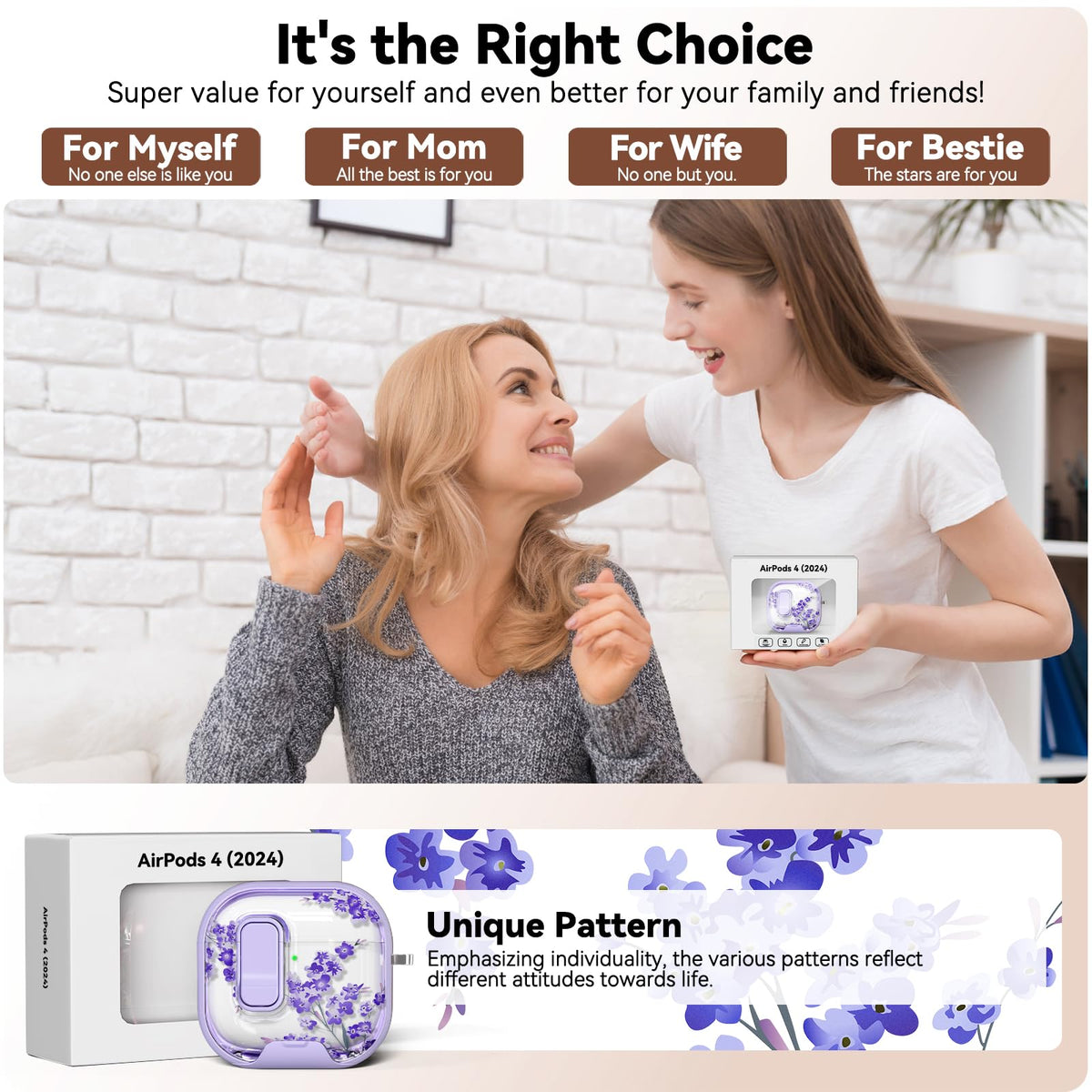 for AirPods Pro 2nd/1st Case (2023-2019)-Purple Bell Flower