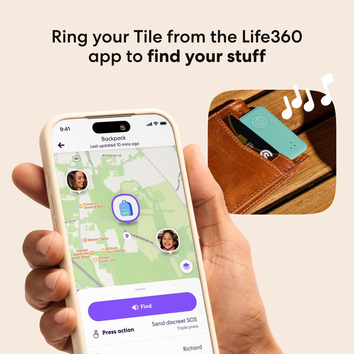 Life360 Tile Slim - Wallet Finder, Bluetooth Tracker and Item Locator for Luggage Tags, Passports and More. Both iOS and Android Compatible. Phone Finder. 1-Pack (Black)
