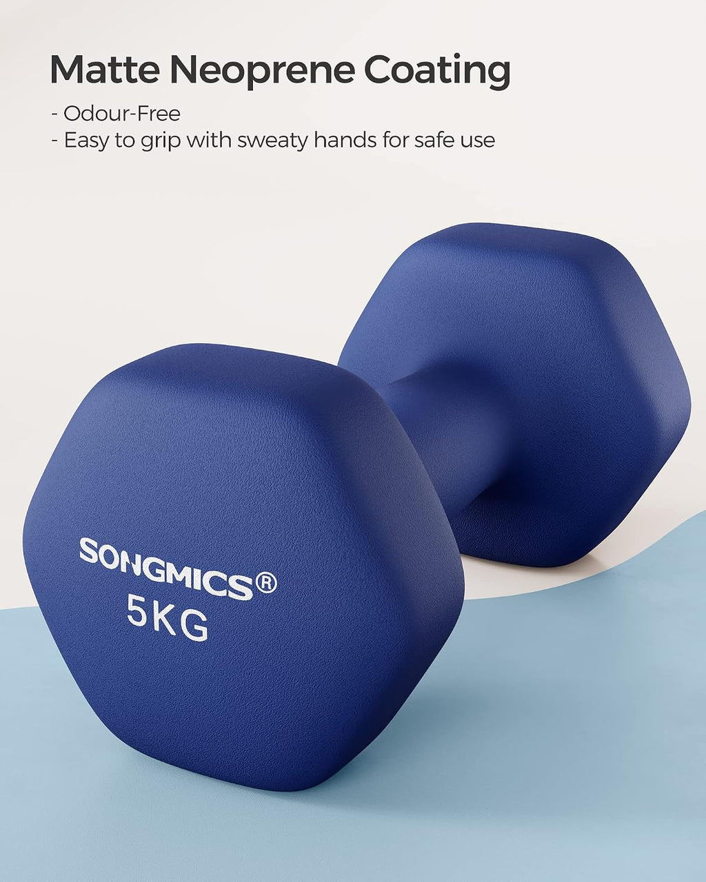 SONGMICS Hex Neoprene Dumbbells, 1/2/3/4/5KG Pair Weights for Fitness Training