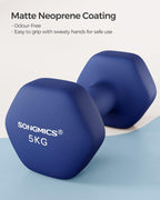 SONGMICS Hex Neoprene Dumbbells, 1/2/3/4/5KG Pair Weights for Fitness Training