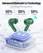 Wireless Earbuds, Bluetooth 5.4 Headphones Bass Stereo/Clear Calls, White