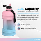 Fuel24 Jug - 2.2 Litre Water Bottle - Extra Strong Flex Material - Drop Proof, Pop or Straw Cap Options - 2.2L Large Gym Sports Bottle, BPA FREE