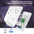 Multi Plug Wall Outlet Night Light, POWRUI 6 Outlet Extender & 3 USB Ports