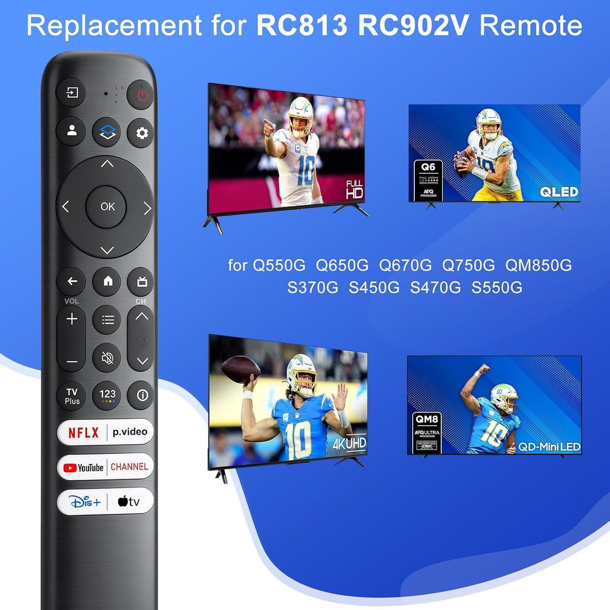 Only for TCL Google TV Remote Control Replacement, Responsive, No Setup