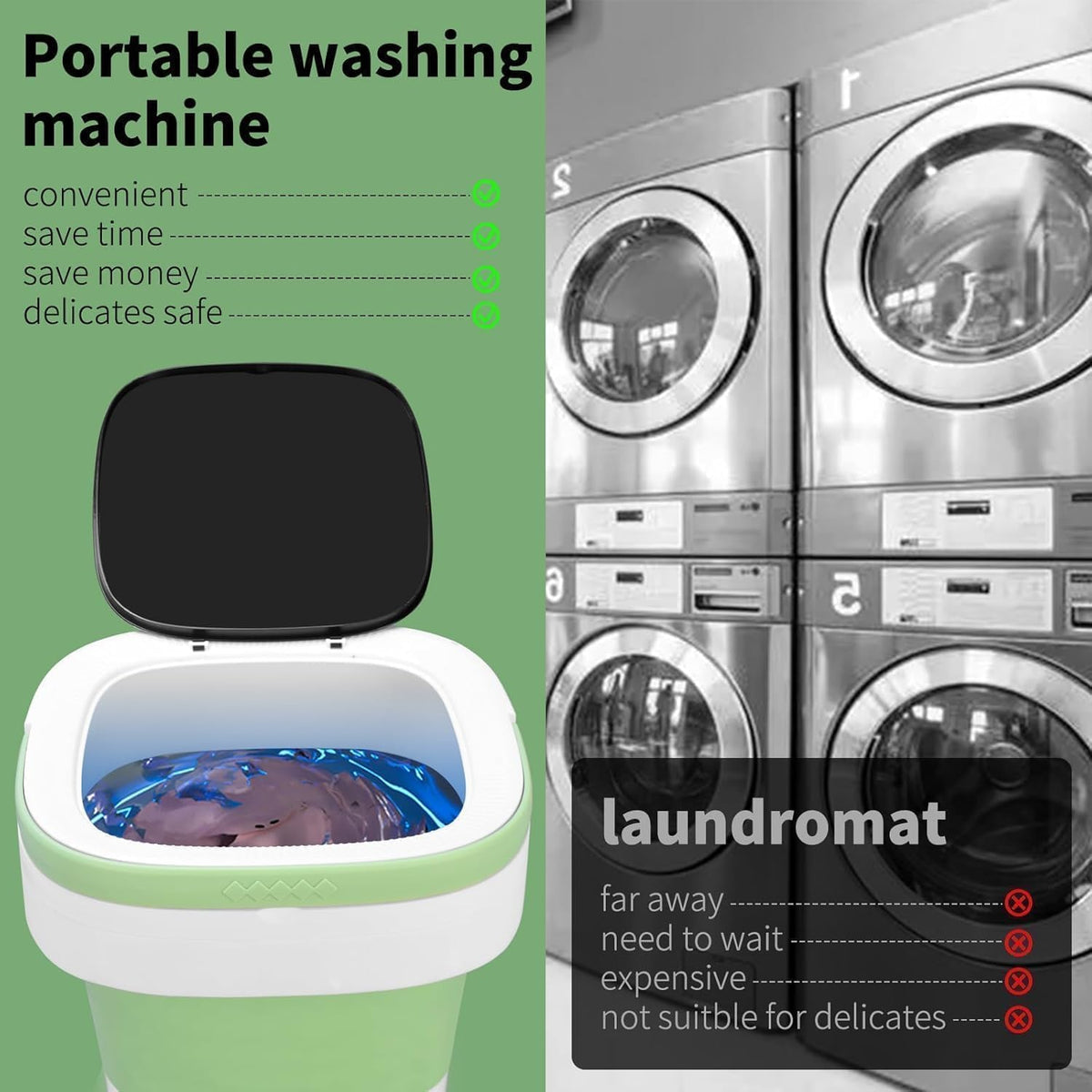 Portable Washing Machine, 20L Foldable Washer with Spin Basket, Upgraded 3 Modes Deep Cleaning for Baby Clothes, Underwear & Socks, fit for Hotel, Travel, Camping, Apartment & Dorm