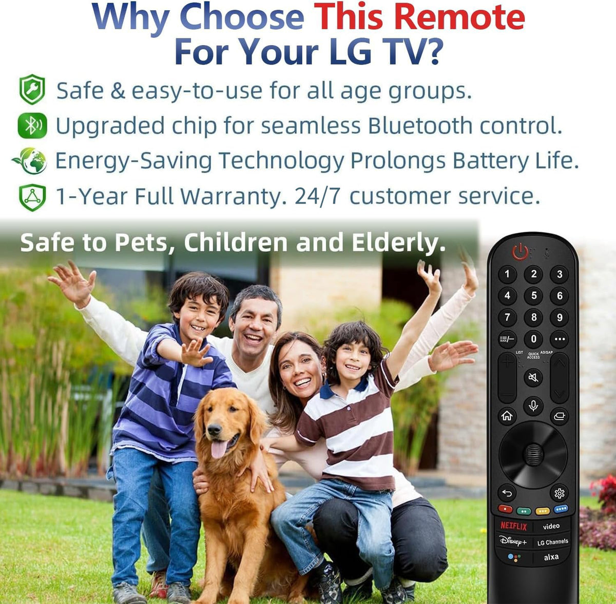 Replacement for Samsung TV Remote, for All 2019-2026 Samsung Remote Control for Smart TV with Voice Control. 2-Year Full Warranty.