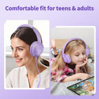 Botesty Sound Headphones Wired with Mic for School, 3.5mm Plug in, Purple