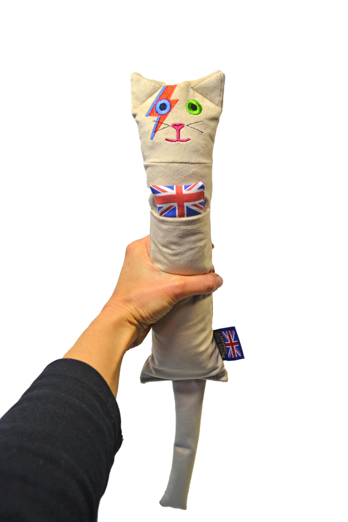 British-Made Refillable Catnip Kicker Toy – 50cm Plush Black Cat with Front Pocket & Bonus Catnip Refill Bag – Freshly Made in the UK, Durable & Eco-Friendly Fun (Black, Catnip, Refillable Cat Kicker)