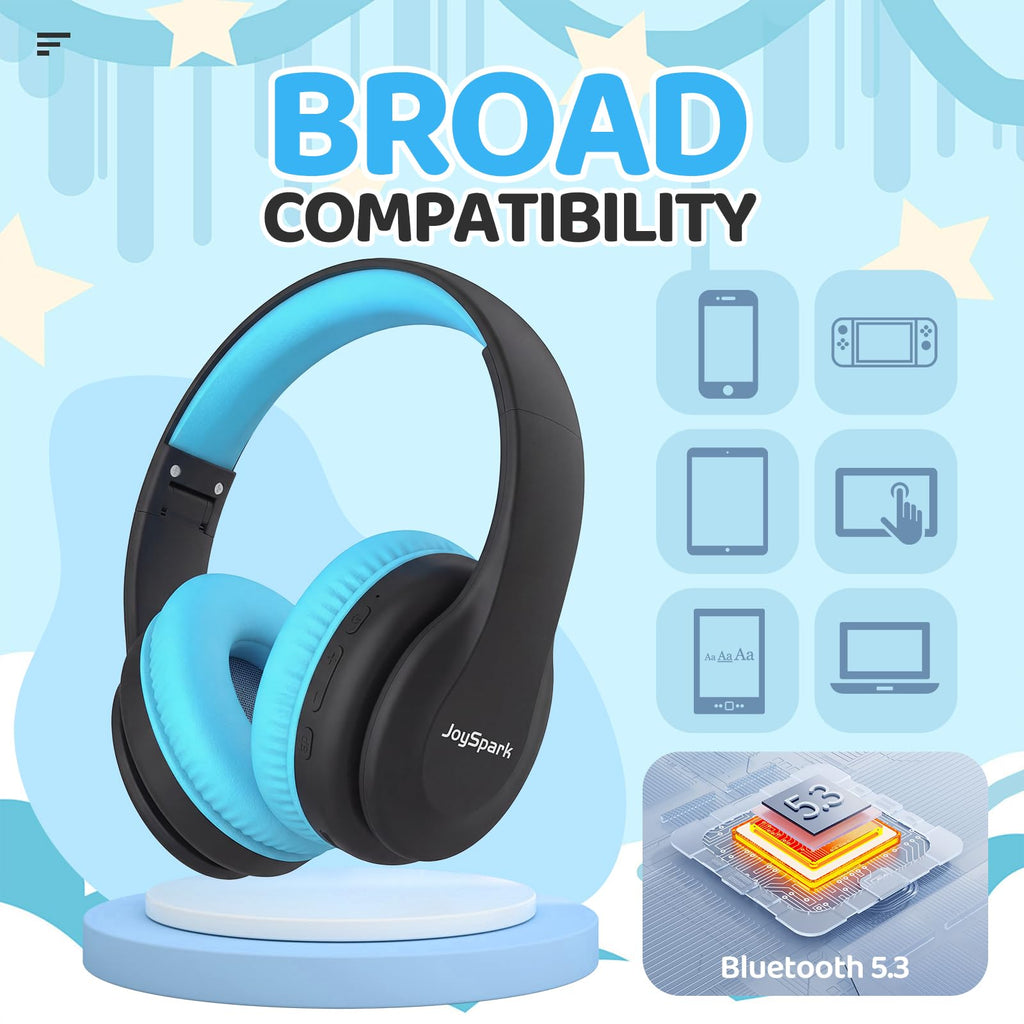 JoySpark Kids Bluetooth Headphones Over-Ear, 60Hrs, Built-in Mic-Purple