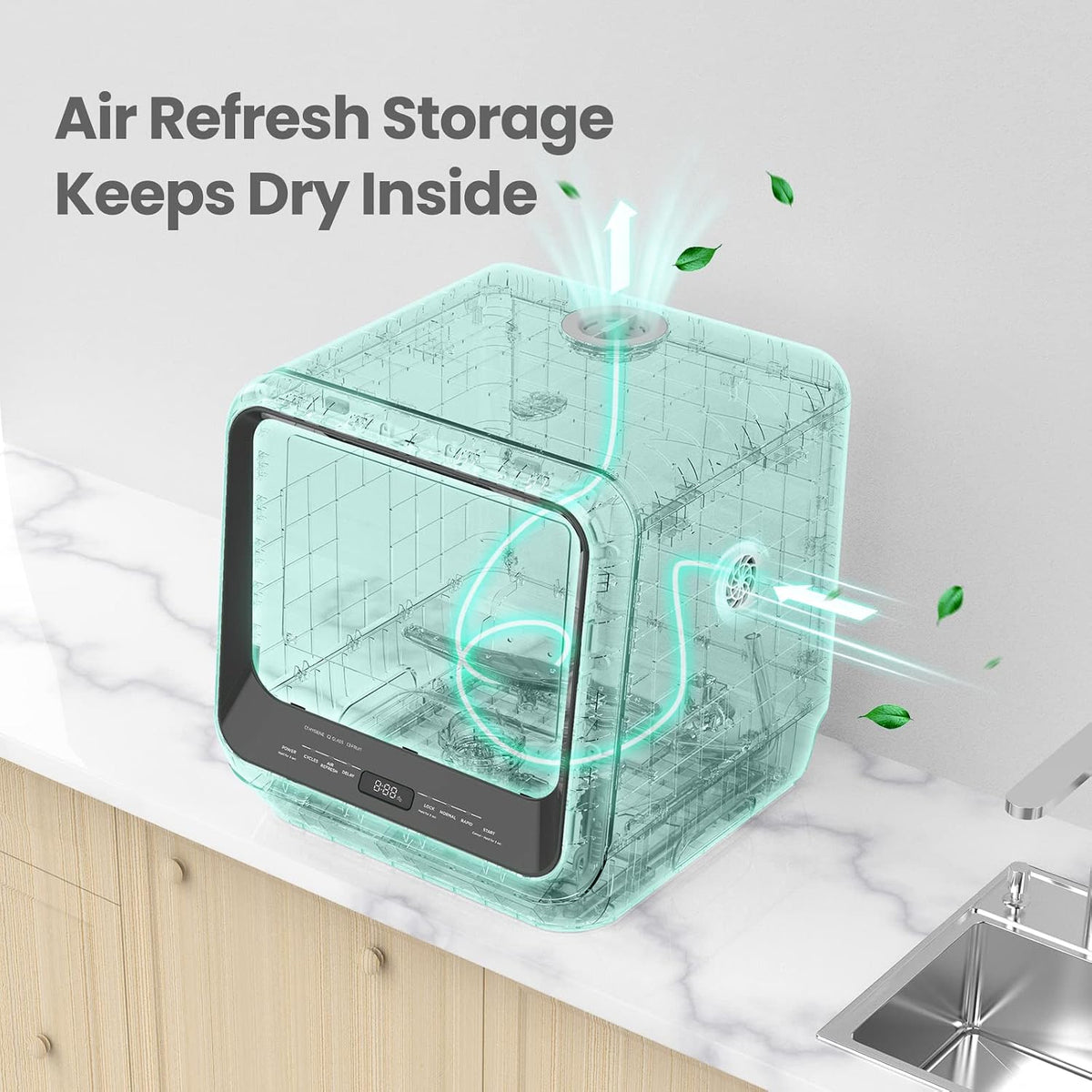 COMFEE' Portable Mini Dishwasher Countertop with 1.32Gal Built-in Water Tank for Apartments& RVs, No Hookup Needed, 6 Programs, 360° Dual Spray, 162℉ High-Temp& Air-Dry Function