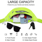 MAXTOP Large Bumbag Waist Fanny Pack Running Belt for Men Women Unisex Bum Bag with Headphone Jack and 4-Zipper Pockets Adjustable Belt for Travel Running Jogging Workout Hiking Gifts All Black