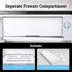 Igloo 2.6 Cu.Ft Mini Fridge with Freezer- Single Door Compact Refrigerator with Glass Shelves for Homes, Dorms & Offices- Keep Snacks, Drinks & Frozen Foods Cool with Temperature Control Fridge- White