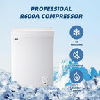 Chest Freezer 3.5 Cu.Ft Small Deep Freezer Top Door Mini Freezer with Removable Basket, Low Noise, 7 Adjustable Temperature and Energy Saving Perfect for Home Garage Basement Dorm or Apartment