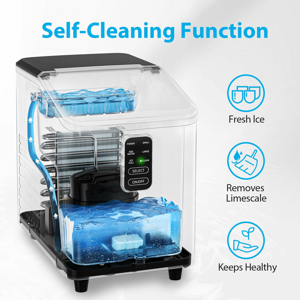 Aeitto Ice Maker Countertop 26lbs/24H Ice Makers Ready in 6-Min 8 Ice Cubes