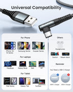 ZKAPOR USB C Cable 1M, USB C Charger Cable Right Angle Fast Charging USB C