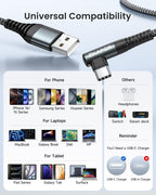 ZKAPOR USB C Cable 1M, USB C Charger Cable Right Angle Fast Charging USB C