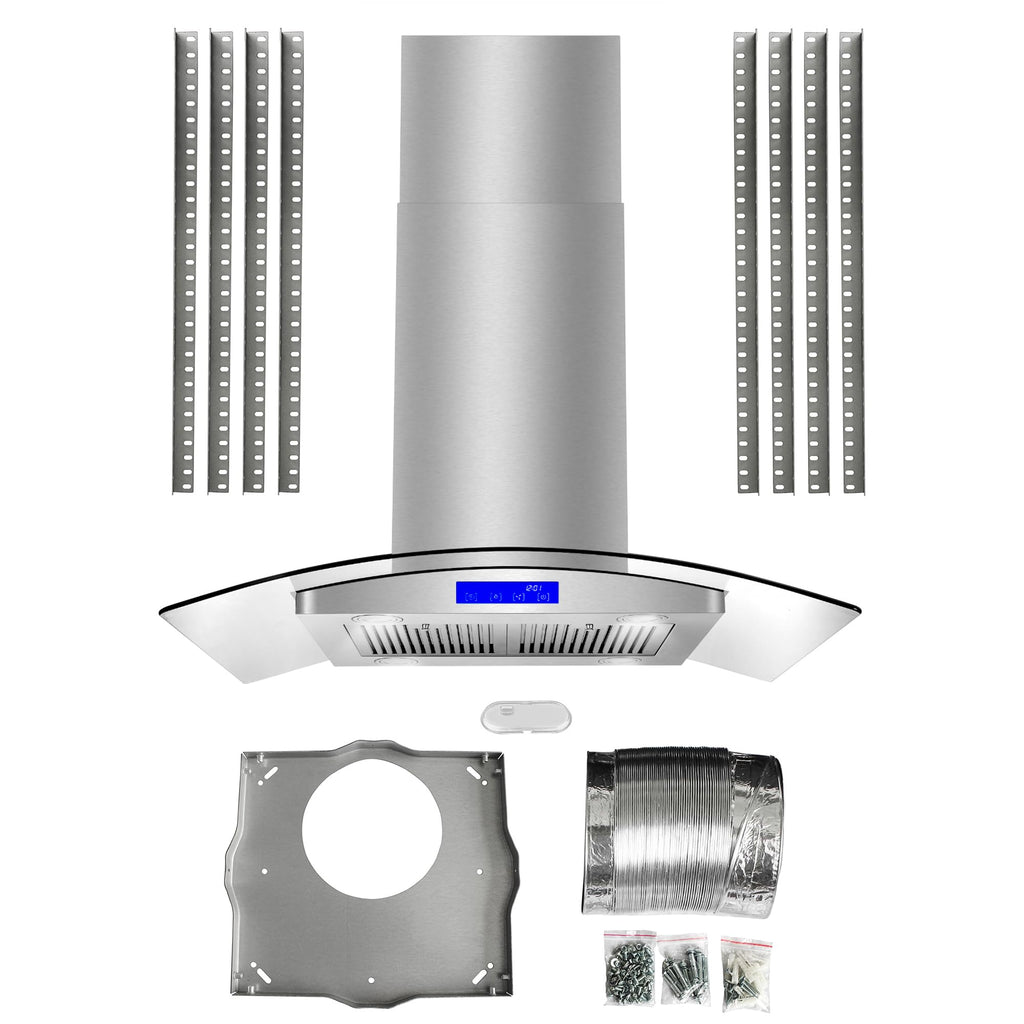 30 in. Lumin Coll 380 CFM Ducted Island Range Hood, LED, Stainless Steel