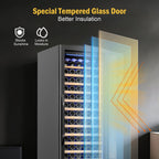 24" Dual Zone Wine and Beverage Refrigerator, Under Counter with Glass Door