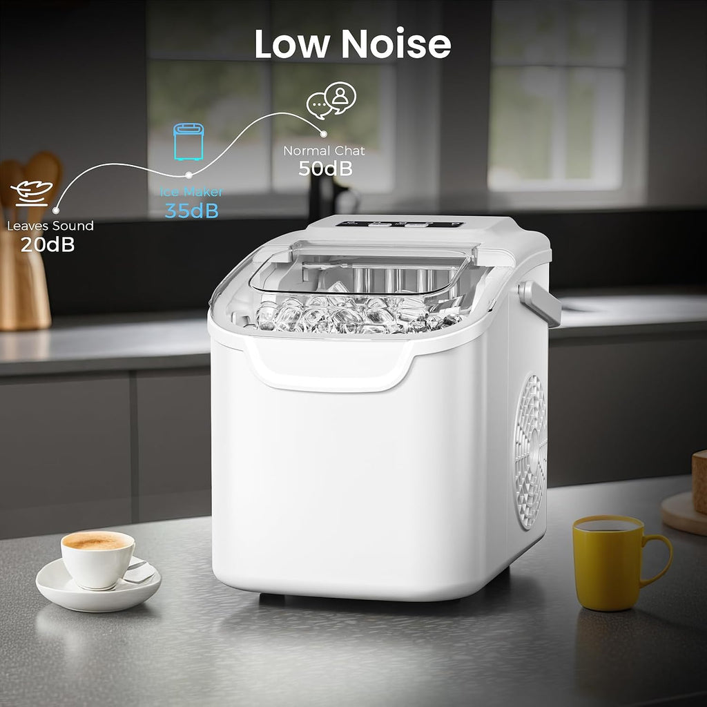 Electactic Portable Ice Maker Countertop,8 Bullet Ice in 6 Mins,2 Ice Size