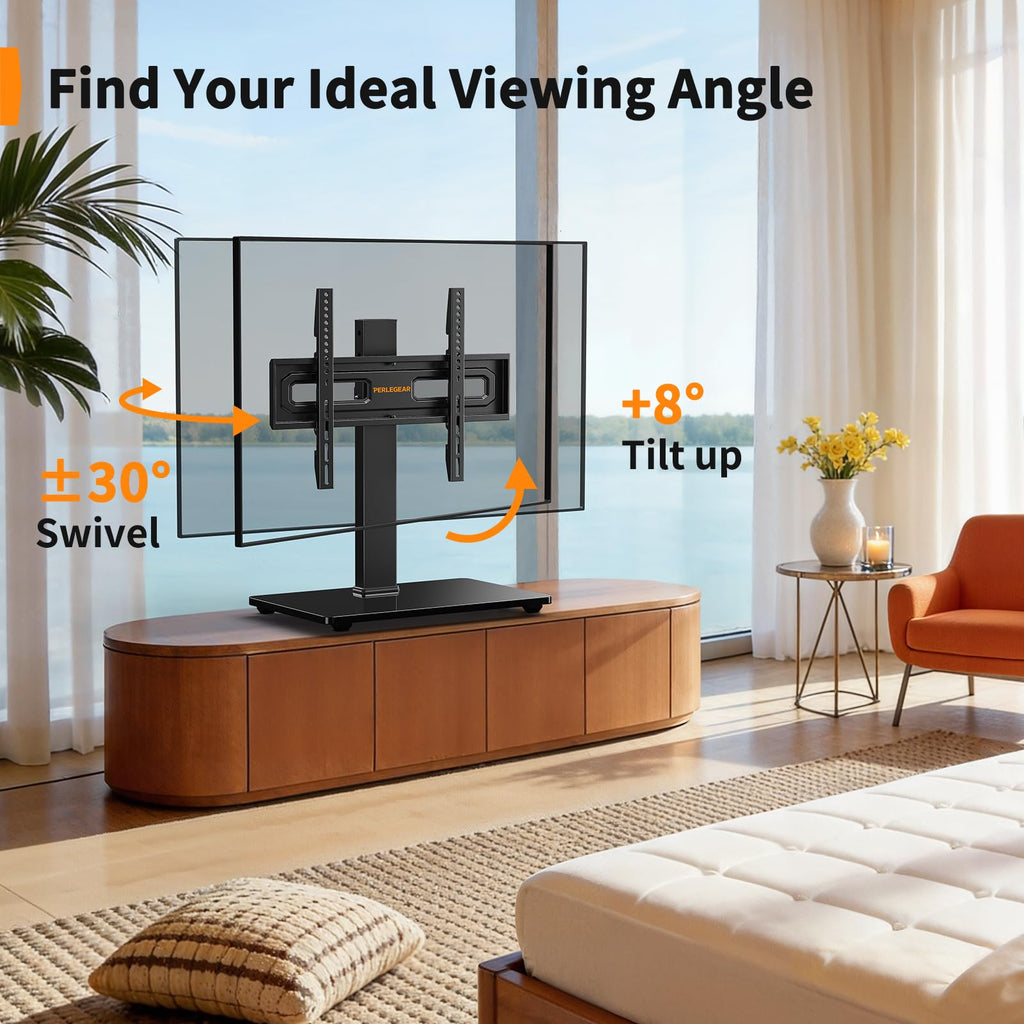 Perlegear Universal Swivel TV Stand Base for 32–70 inch TVs to 99lbs