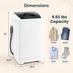 COSTWAY 8.8LBS Portable Washing Machine, Full-Automatic w/Drain Pump, White