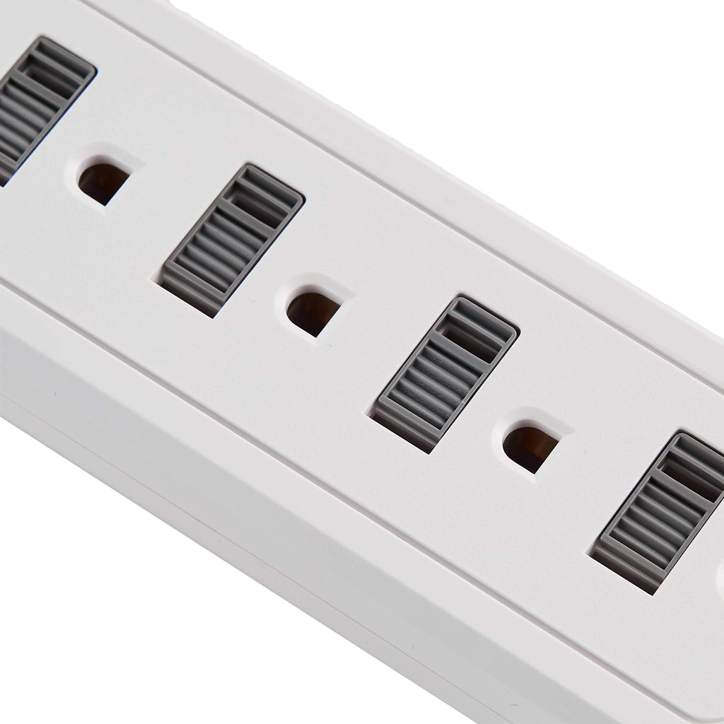 Amazon Basics Surge Protector Power Strip, 6-Outlet, 790 Joules, 6ft Extension Cord, Safety Shutters, White