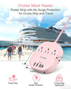 Travel Essentials, 22.5W/4.5A Flat Plug Power Strip, 6 Ft Extension Cord