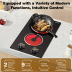 2 Burner Electric Cooktop 110V 2000W Countertop or Built-in