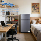 3.2 Cu.Ft Mini Fridge with Freezer, 7-Level Cooling Small Refrigerator