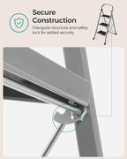 SONGMICS 3-Step Ladder, Folding Step Ladder, Safety, Holds up to 150KG