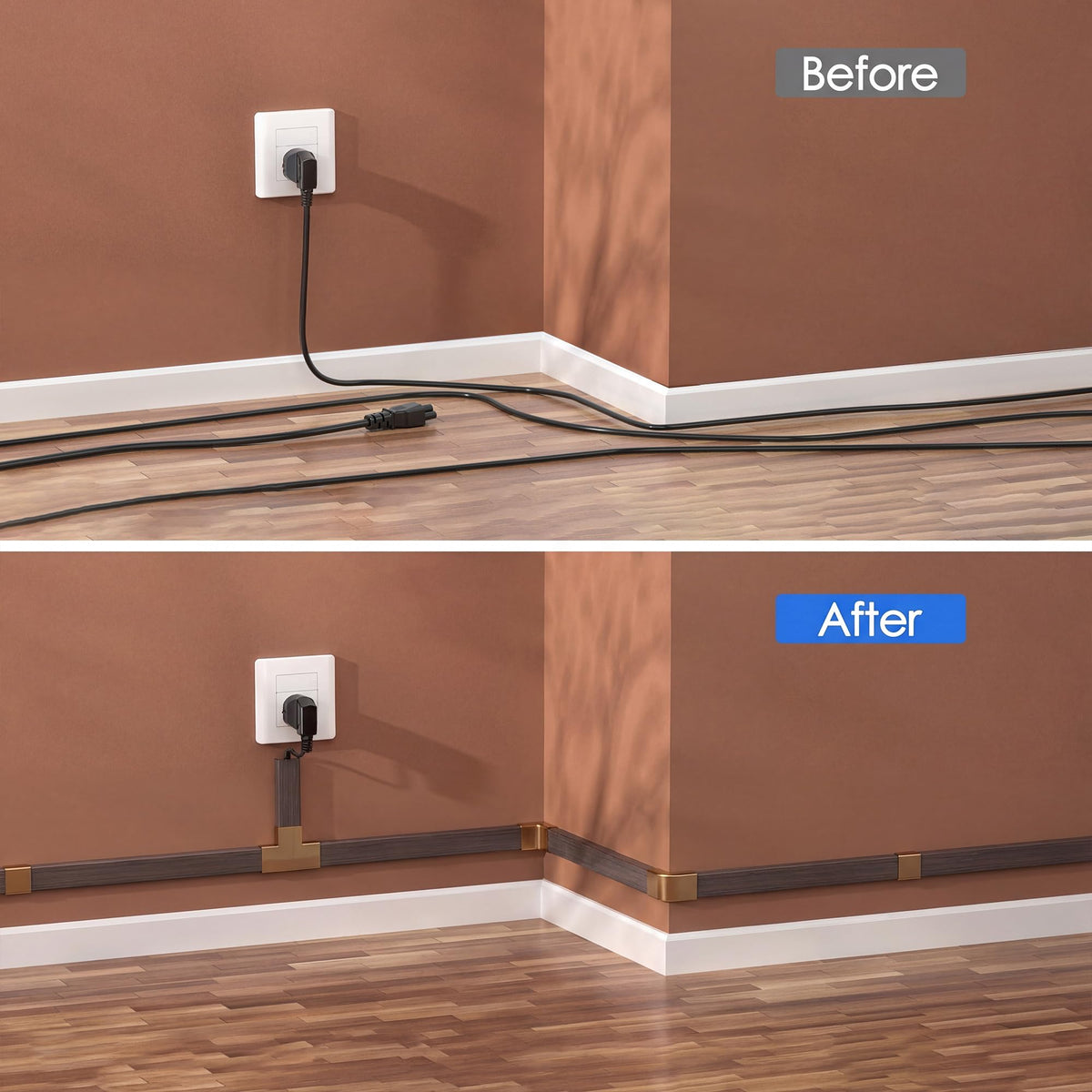 Yecaye TV Cord Hider, 42in Cord Cover Wall Mounted, W1.18in H0.6in, Beige