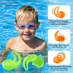 Swimming Ear Plugs for Kids,4 Pairs Reusable Silicone Ear Plugs Swimming
