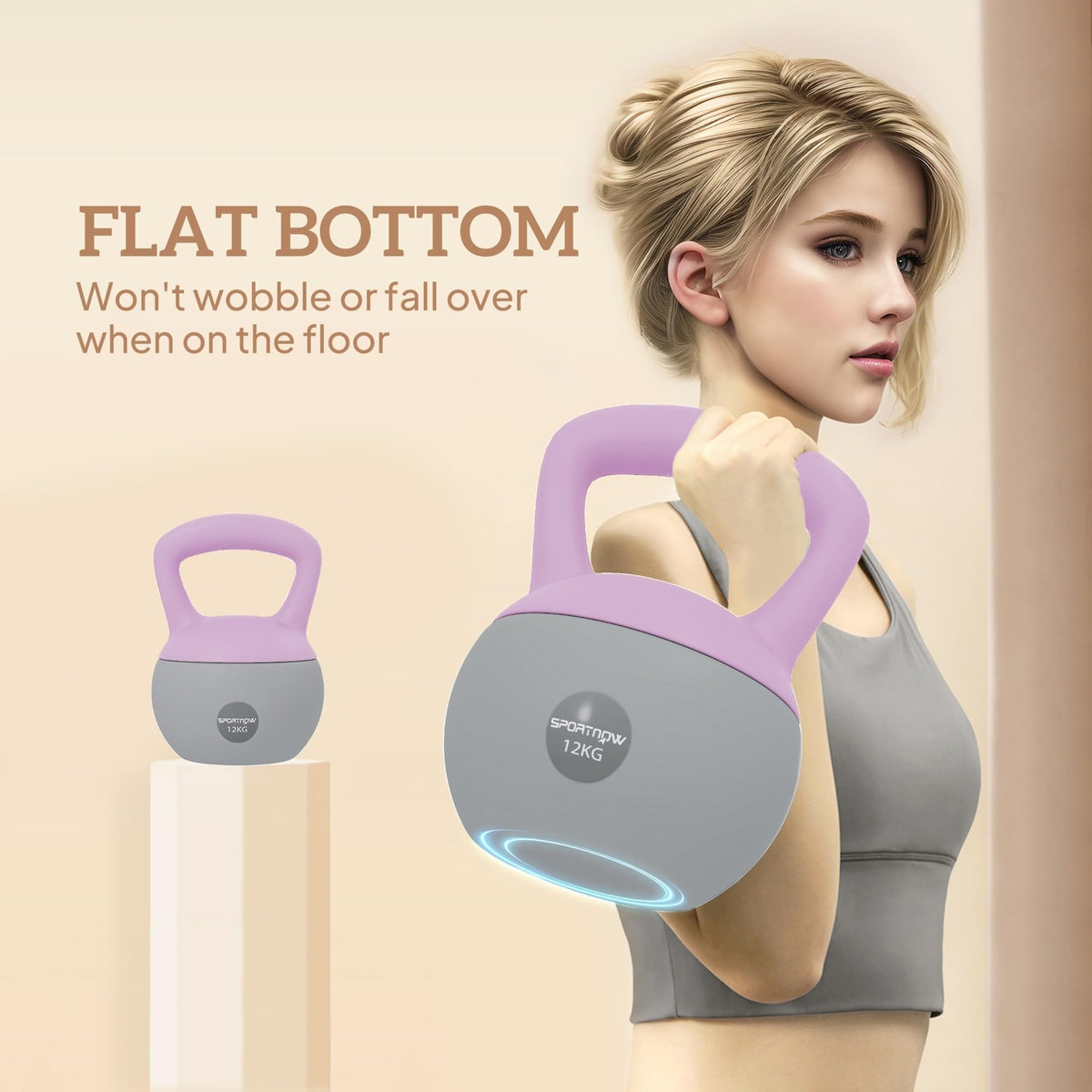 SPORTNOW 4/6/8/10/12kg Soft Kettlebell with Non Slip Handle Grey