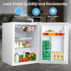 COWSAR 2.6 Cu.Ft Mini Fridge with Freezer, Freestanding Compact Refrigerator with Reversible Door & 7-Speed Thermostat, Small Fridge for Office, Apartment, Gameroom (BLACK)